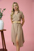 BUTTON BELTED DRESS